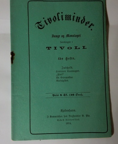 Tivoliminder 1874, sange og monologer