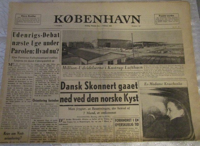 Gammel avis, avisen københavn 1949 1 feb.