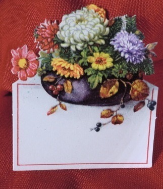 Gl. bordkort med blomster pr. stk.