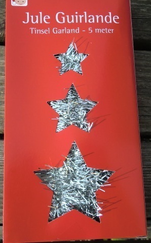 Julepynt, guirlande 5m i sølv
