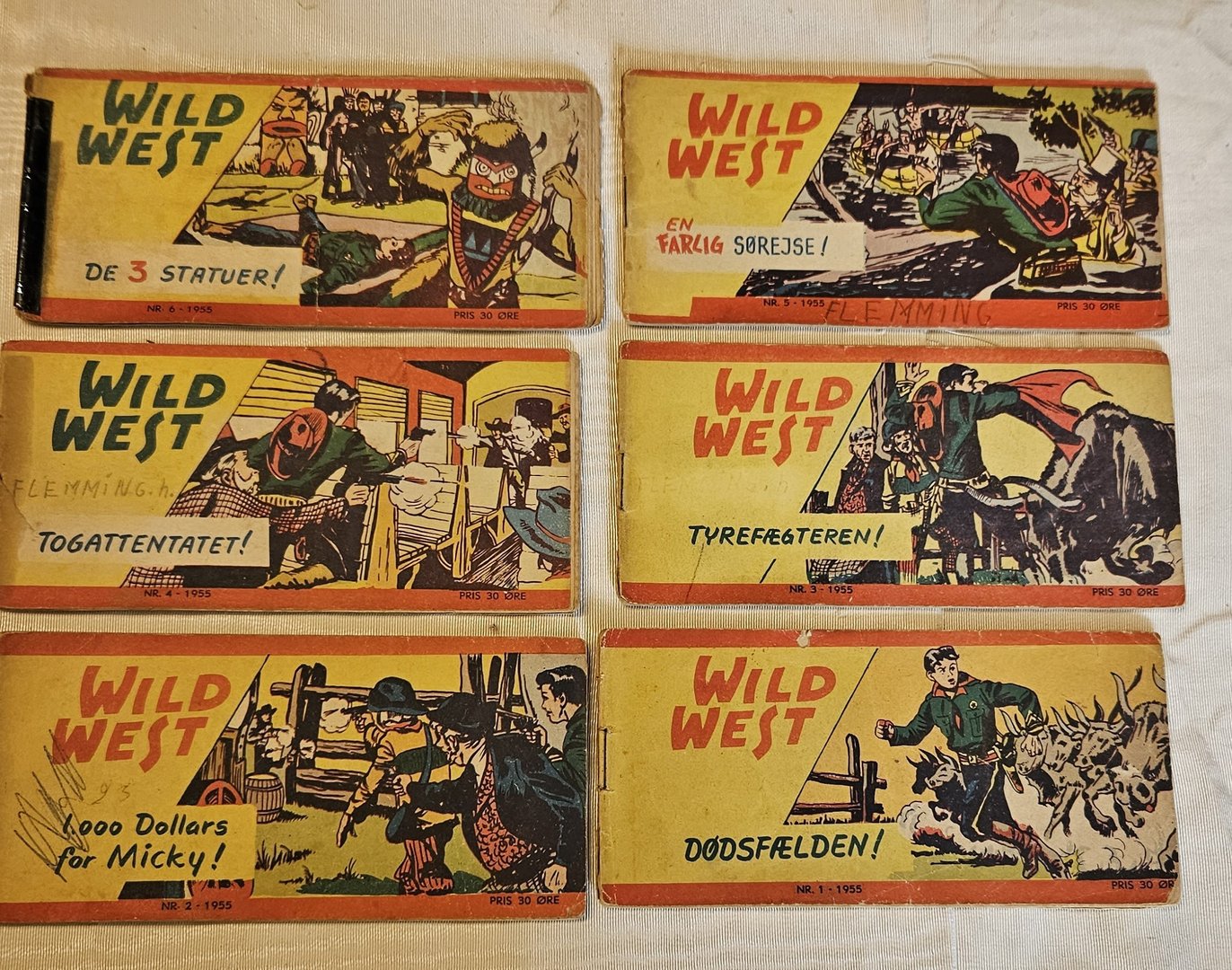 Tegneserien Wild West 1955, 6 stk.