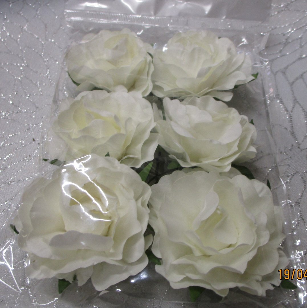 Hvide kunstige blomster til dekoration 6 stk.